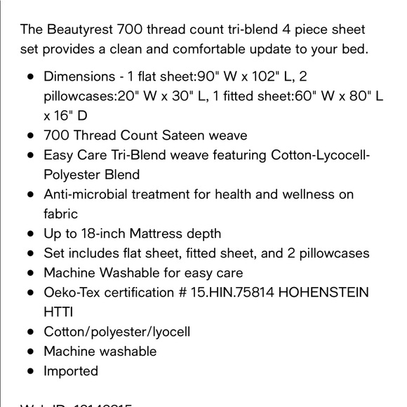 Beautyrest sheet set - Picture 3 of 8